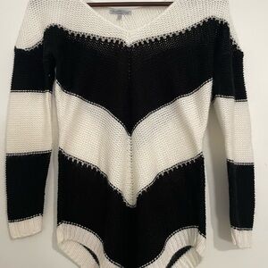 Black and White Striped Women's Sweater